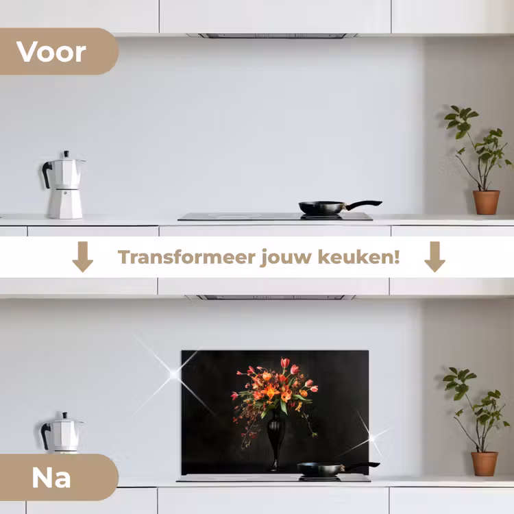Spatscherm keuken - Sierlijk - Boeket - Vaas — 3