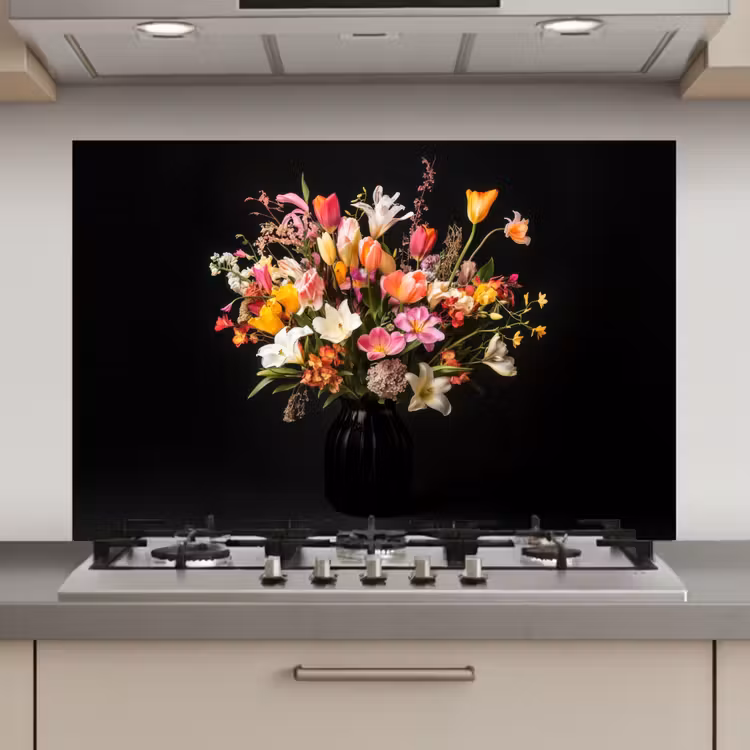 Spatscherm keuken - Vaas - Bloemen - Tulpen — 1