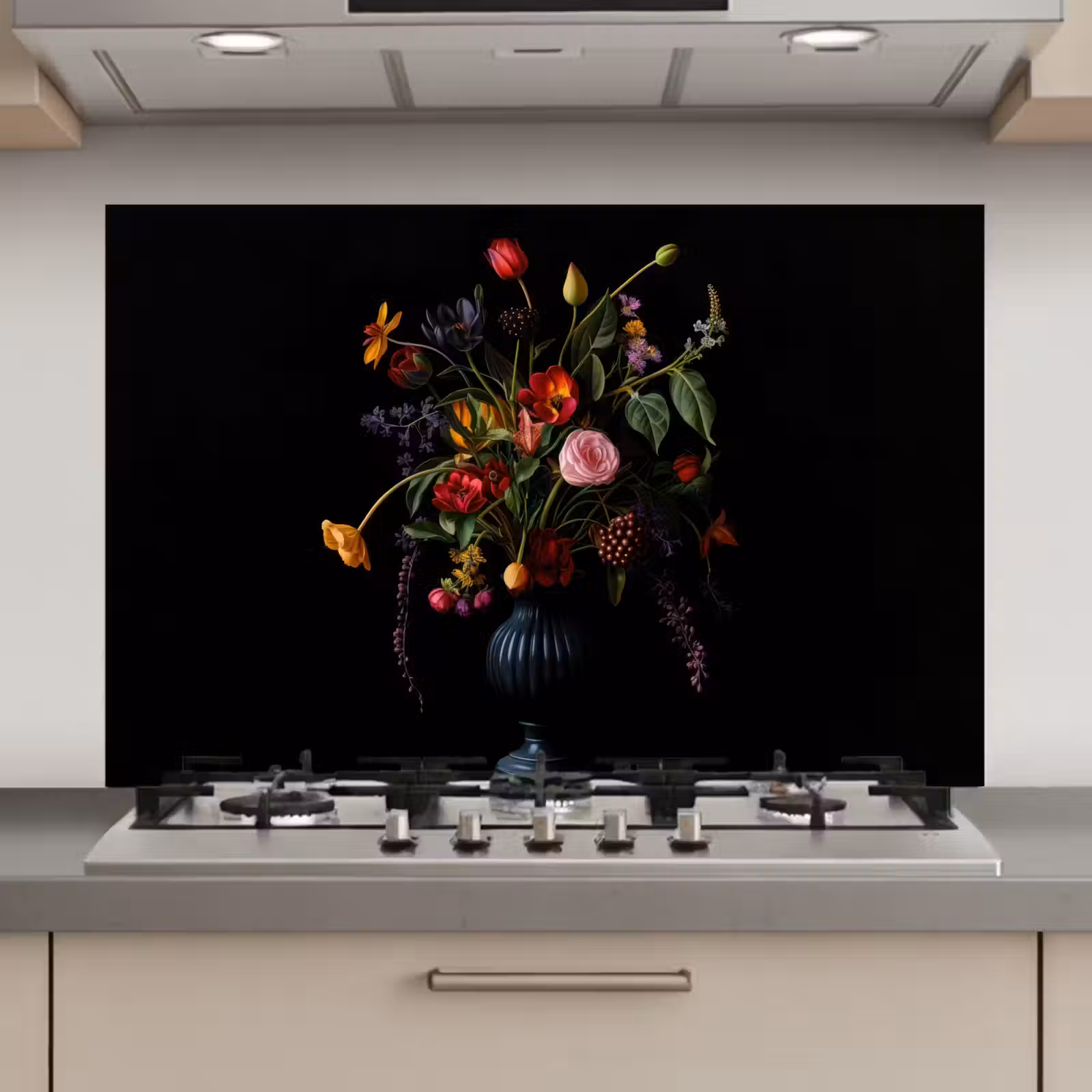 Spatscherm keuken - Bloemen - Bessen - Klassiek — 1
