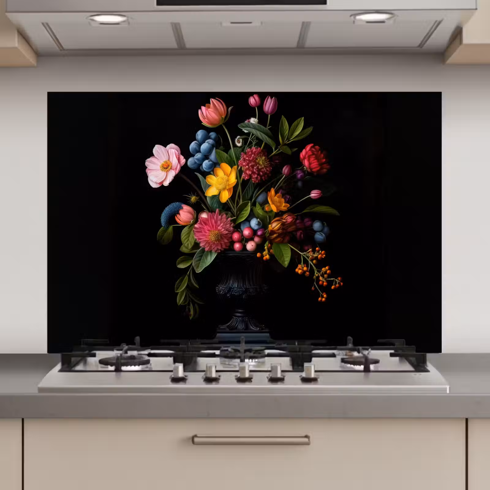 Spatscherm keuken - Bloemen - Vrolijk - Vaas — 1