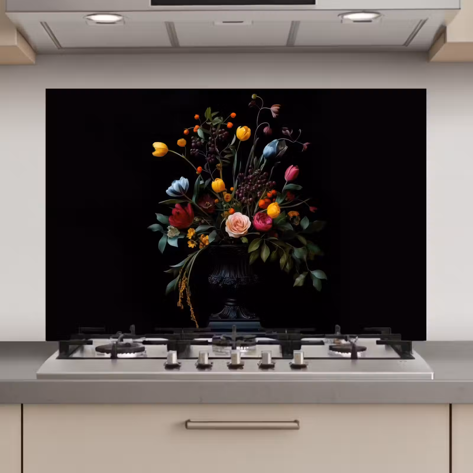 Spatscherm keuken - Klassiek - Vaas - Boeket - Bloemen — 1