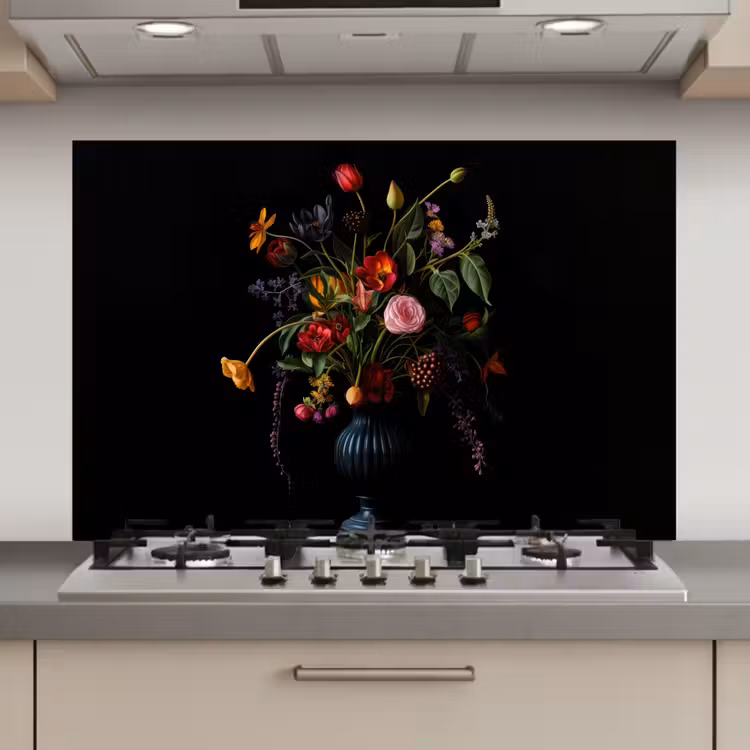 Spatscherm keuken - Bloemen - Bessen - Klassiek — 1