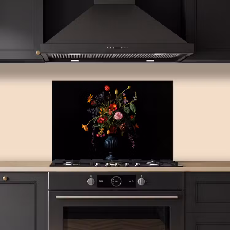 Spatscherm keuken - Bloemen - Bessen - Klassiek — 2