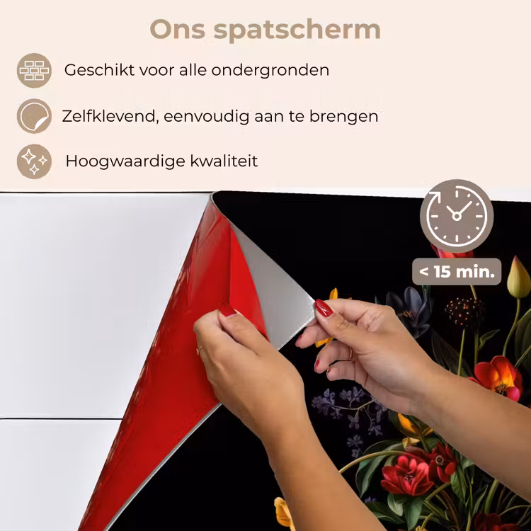 Spatscherm keuken - Bloemen - Bessen - Klassiek — 4