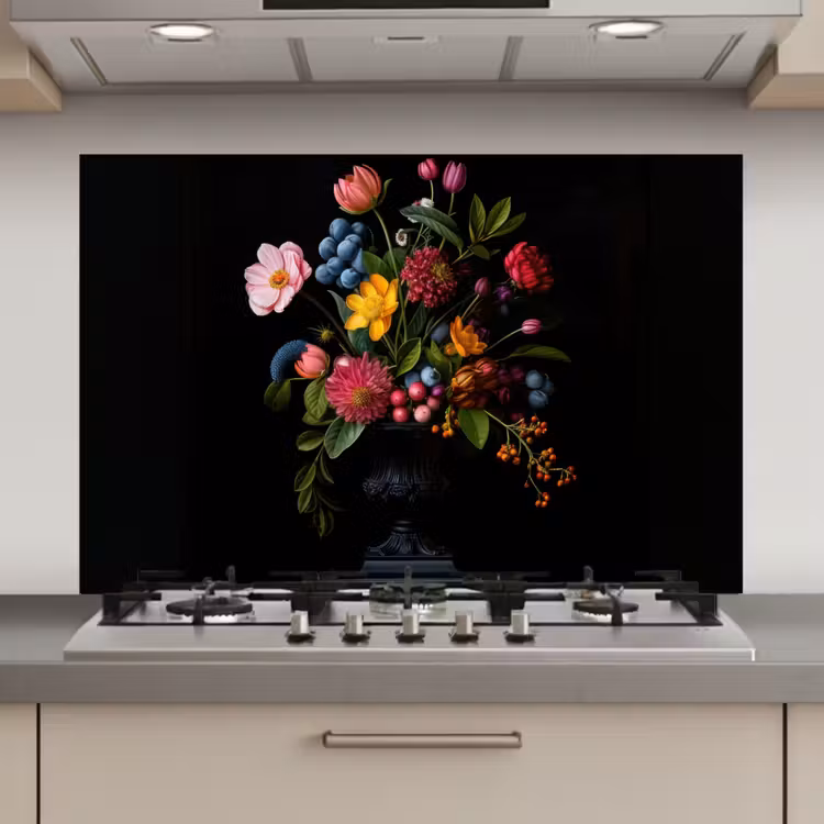 Spatscherm keuken - Bloemen - Vrolijk - Vaas — 1