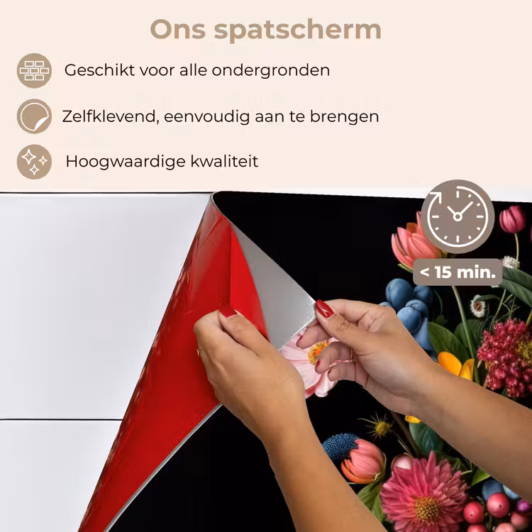 Spatscherm keuken - Bloemen - Vrolijk - Vaas — 4