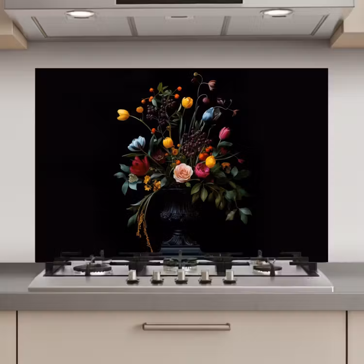 Spatscherm keuken - Klassiek - Vaas - Boeket - Bloemen — 1