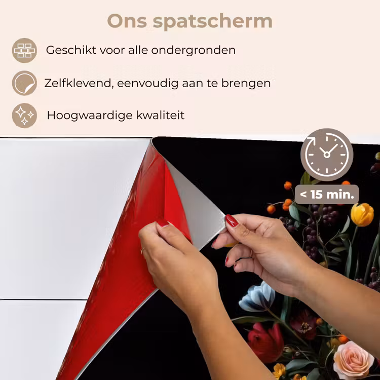 Spatscherm keuken - Klassiek - Vaas - Boeket - Bloemen — 4