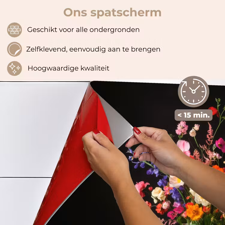 Spatscherm keuken - Kleurrijk - Boeket - Vaas - Goud — 4