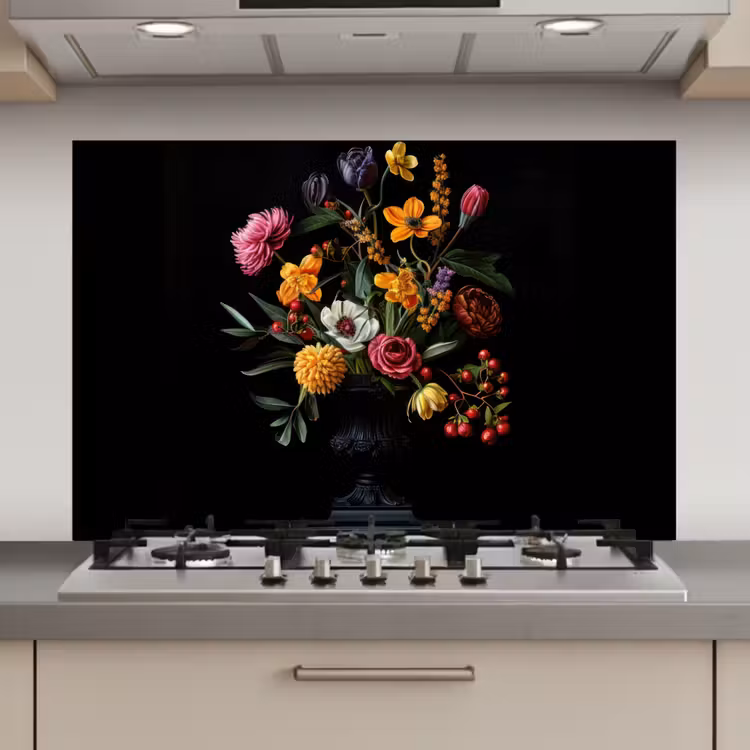 Spatscherm keuken - Sierlijk - Boeket - Bladeren — 1