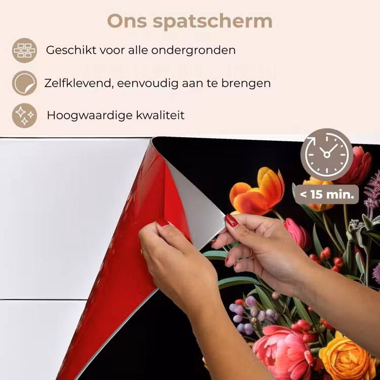 Spatscherm keuken - Tulpen - Bessen - Boeket - Vaas — 4