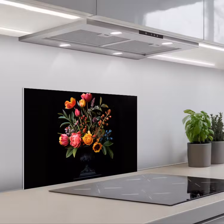 Spatscherm keuken - Tulpen - Bessen - Boeket - Vaas — 5