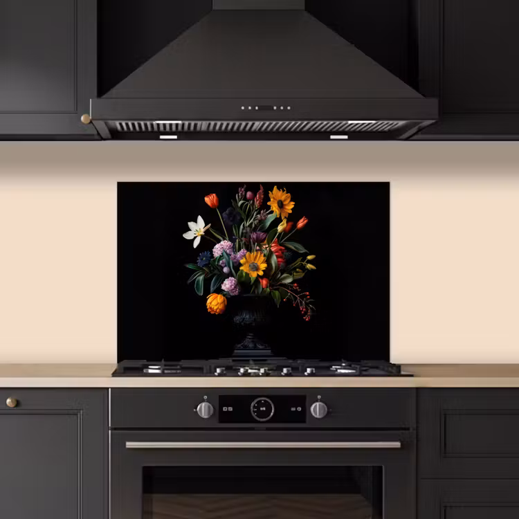 Spatscherm keuken - Zonnebloemen - Boeket - Kleurrijk — 2