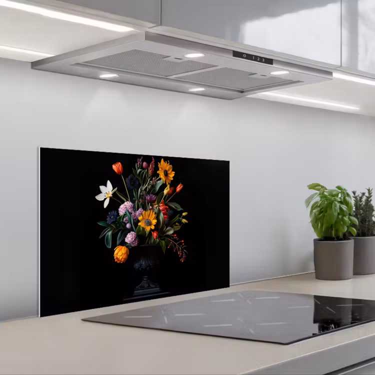 Spatscherm keuken - Zonnebloemen - Boeket - Kleurrijk — 5