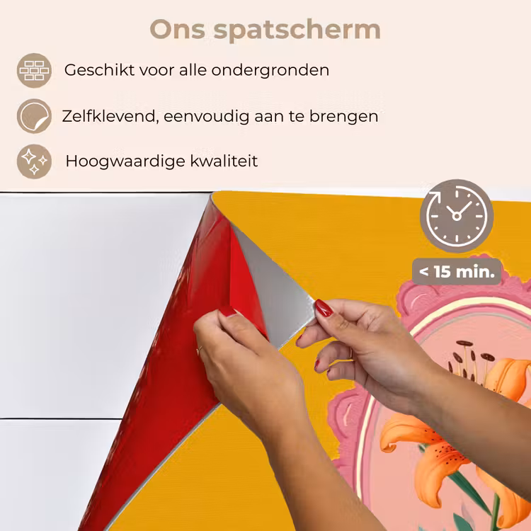 Spatscherm keuken - Lelie - Oranje - Lijst - Ovaal — 4
