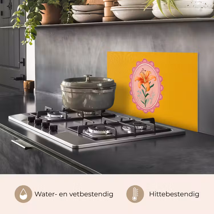 Spatscherm keuken - Lelie - Oranje - Lijst - Ovaal — 7