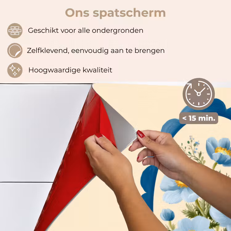Spatscherm keuken - Lijst - Bloemen - Lichtblauw - Illustratie — 4