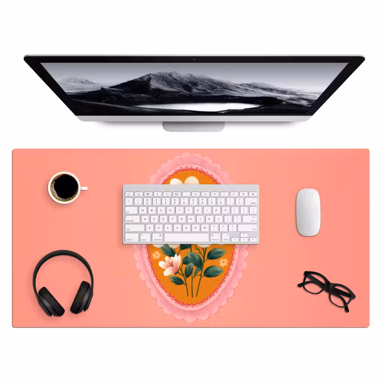 Bureau onderlegger - Illustratie - Bloemen - Rand - Roze — 3