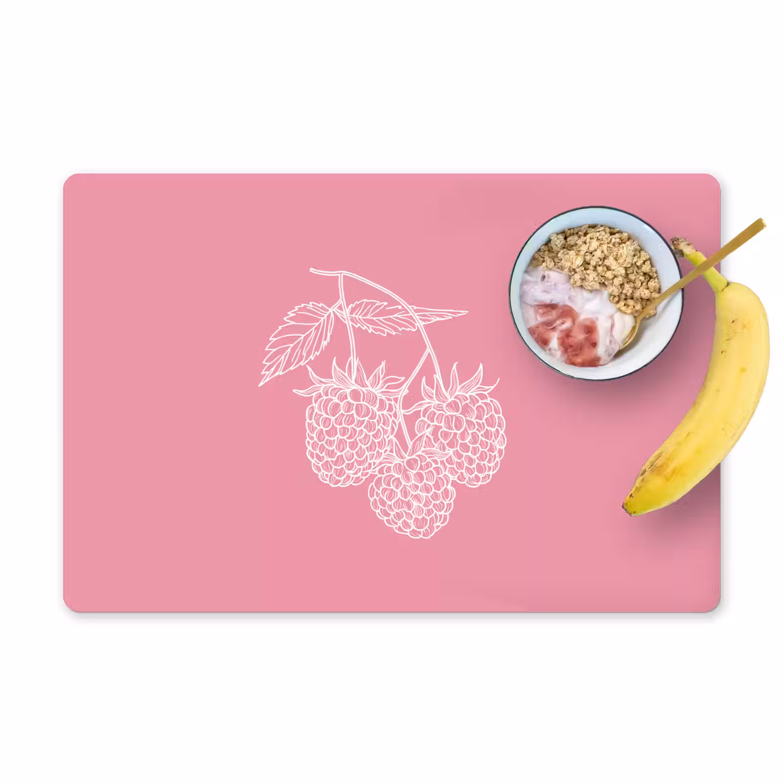 Placemat - 6 stuks - Frambozen - Steel - Getekend - Roze — 1