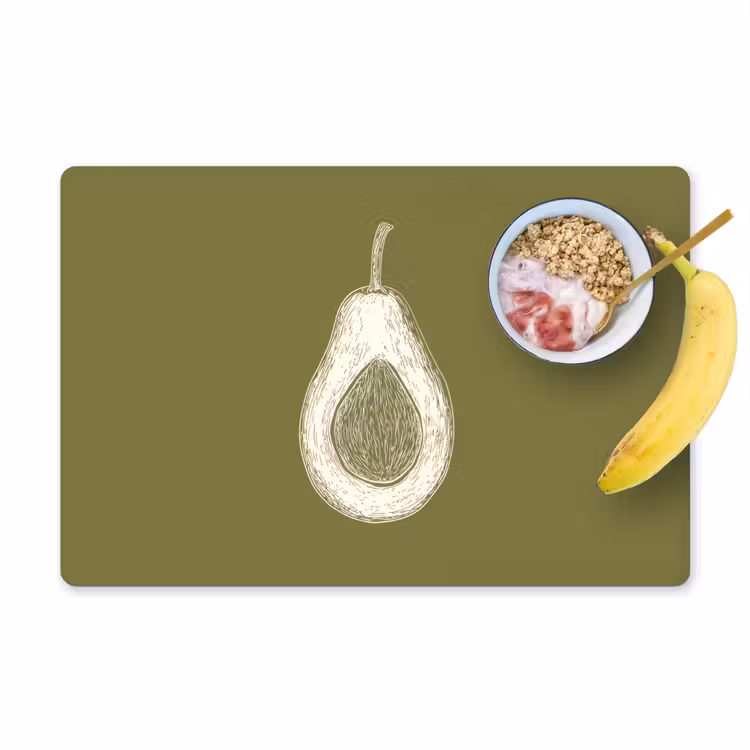 Placemat - 6 stuks - Avocado - Minimalistisch - Illustratie - Groen — 1