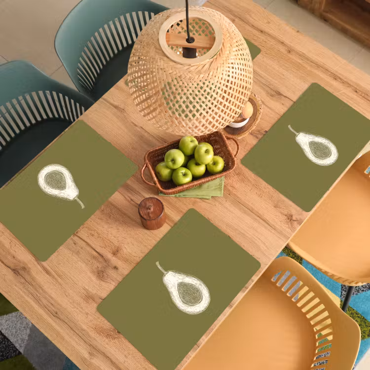Placemat - 6 stuks - Avocado - Minimalistisch - Illustratie - Groen — 6