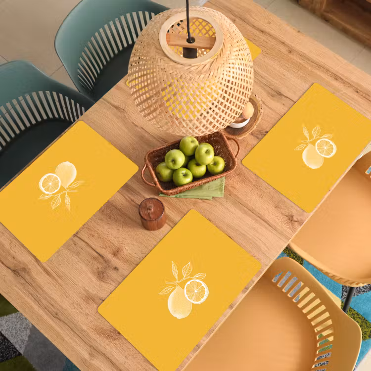Placemat - 6 stuks - Citroenen - Illustratie - Minimalistisch - Geel — 6