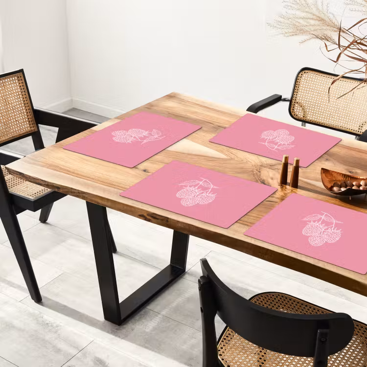 Placemat - 6 stuks - Frambozen - Steel - Getekend - Roze — 5