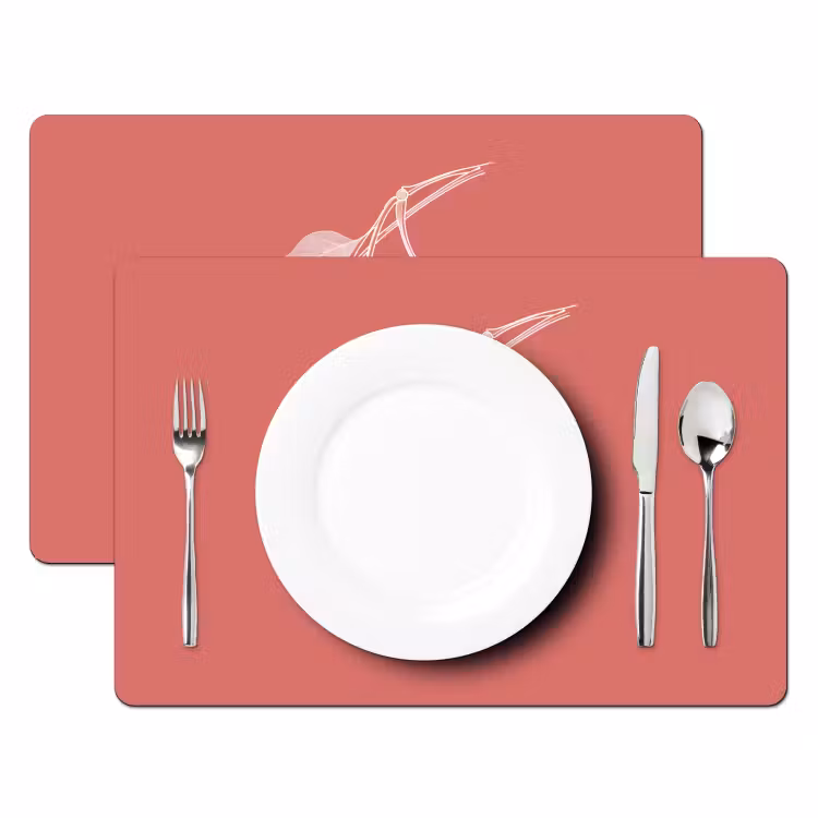 Placemat - 6 stuks - Lijnillustratie - Kersen - Tak - Wit — 2