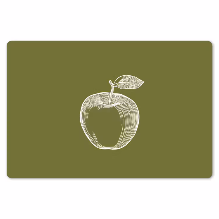 Placemat - 6 stuks - Lijntekening - Appel - Olijfgroen - Blaadje — 7