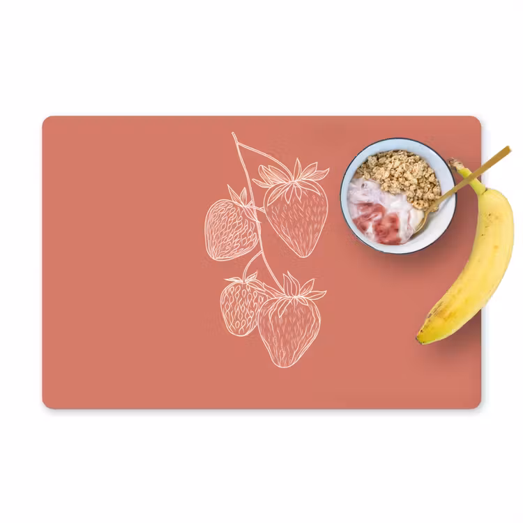 Placemat - 6 stuks - Minimalistisch - Illustratie - Aardbei - Tak — 1
