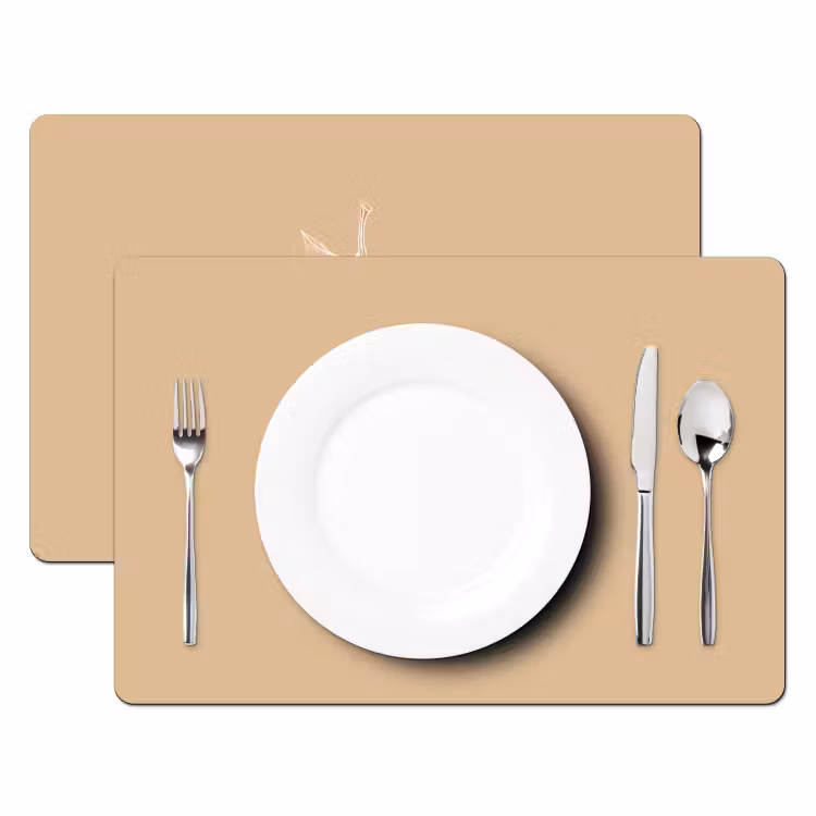 Placemat - 6 stuks - Perzik - Lijntekening - Pit - Beige — 2