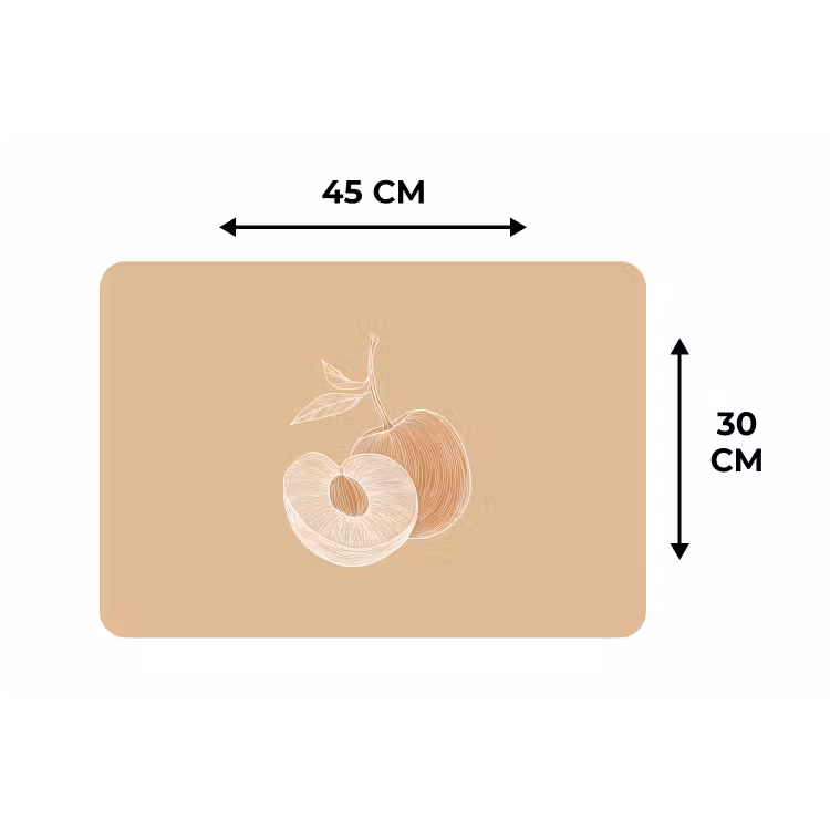 Placemat - 6 stuks - Perzik - Lijntekening - Pit - Beige — 3