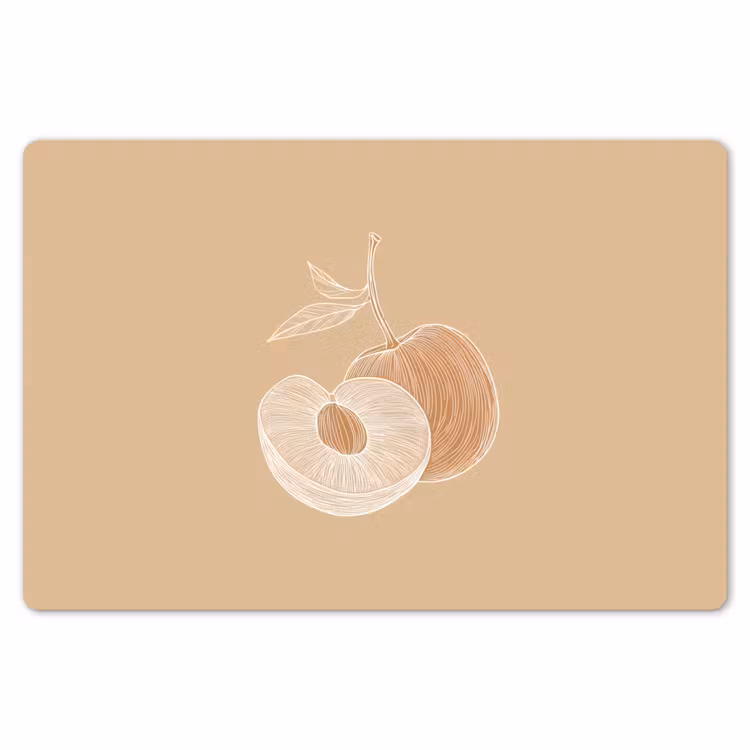 Placemat - 6 stuks - Perzik - Lijntekening - Pit - Beige — 7