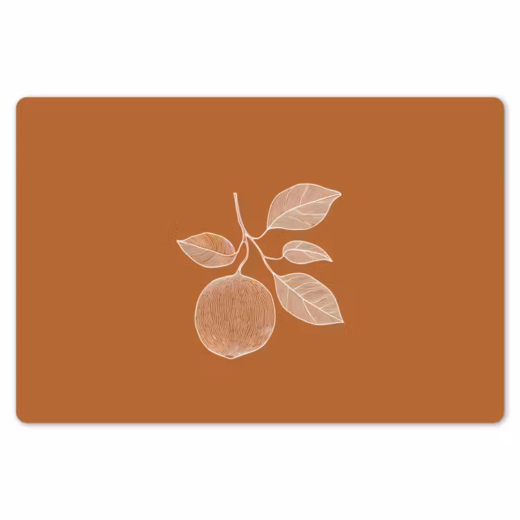 Placemat - 6 stuks - Sinaasappel - Getekend - Bladeren - Bruin — 7