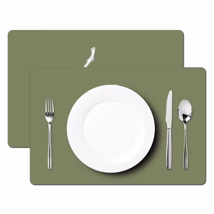 Placemat - 6 stuks - Vijgen - Minimalistisch - Getekend - Mosgroen — 2