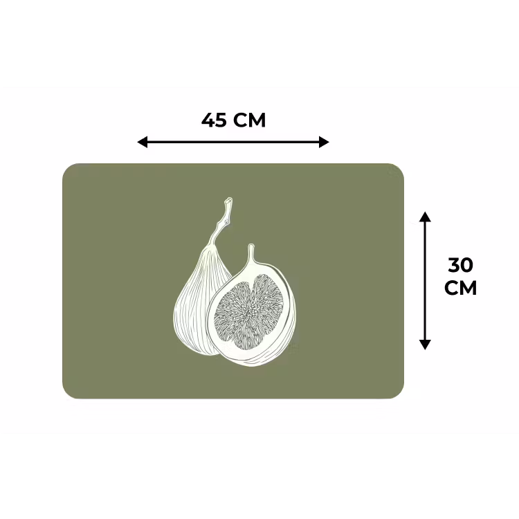 Placemat - 6 stuks - Vijgen - Minimalistisch - Getekend - Mosgroen — 3