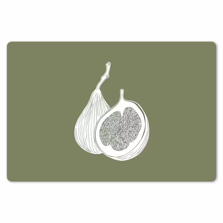 Placemat - 6 stuks - Vijgen - Minimalistisch - Getekend - Mosgroen — 7