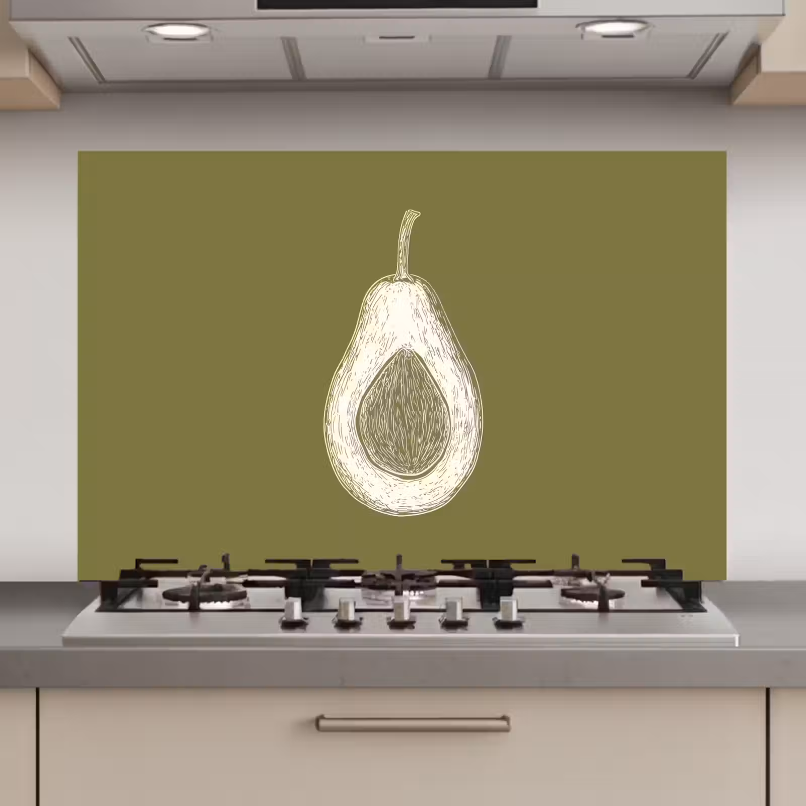 Spatscherm keuken - Avocado - Minimalistisch - Illustratie - Groen — 1