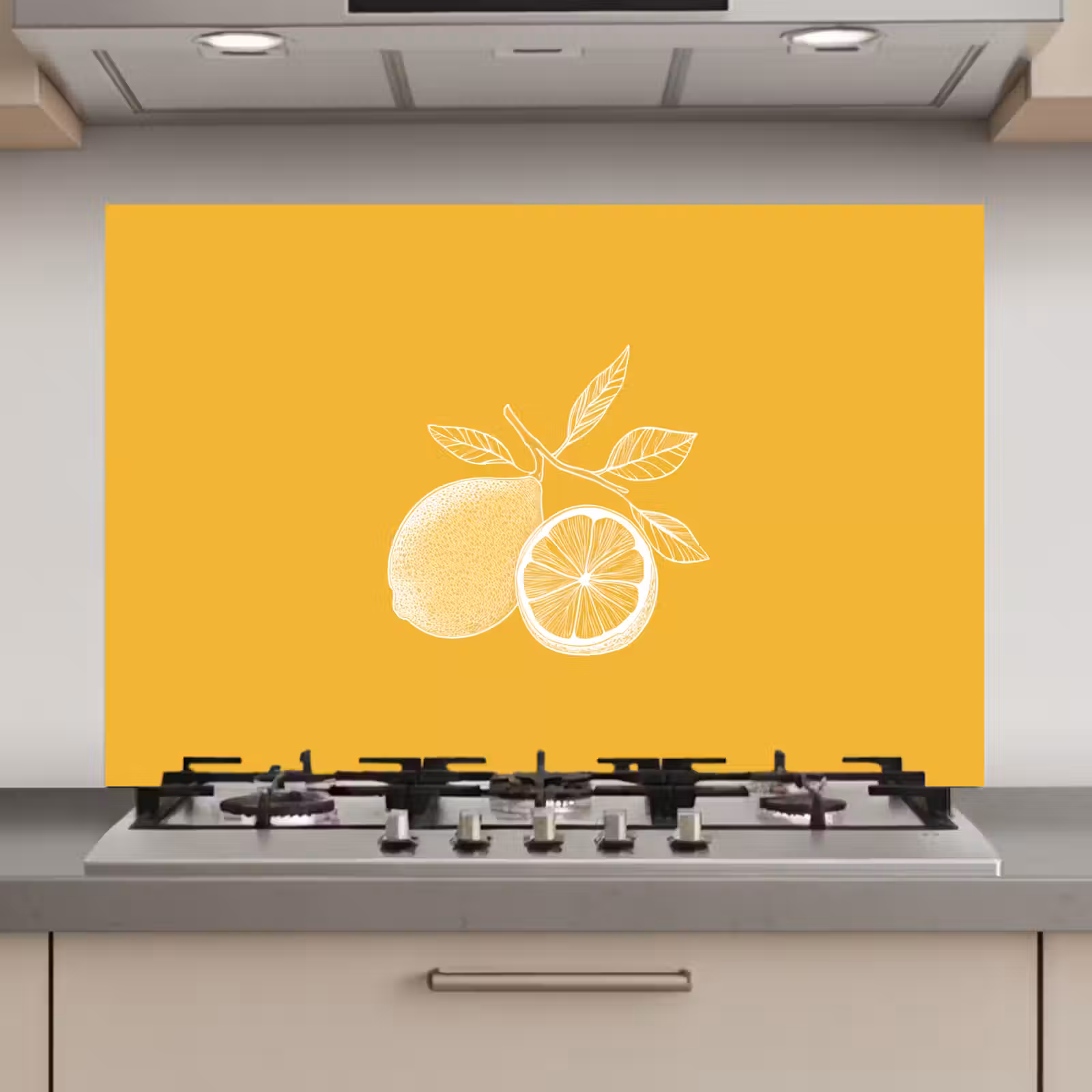 Spatscherm keuken - Citroenen - Illustratie - Minimalistisch - Geel — 1
