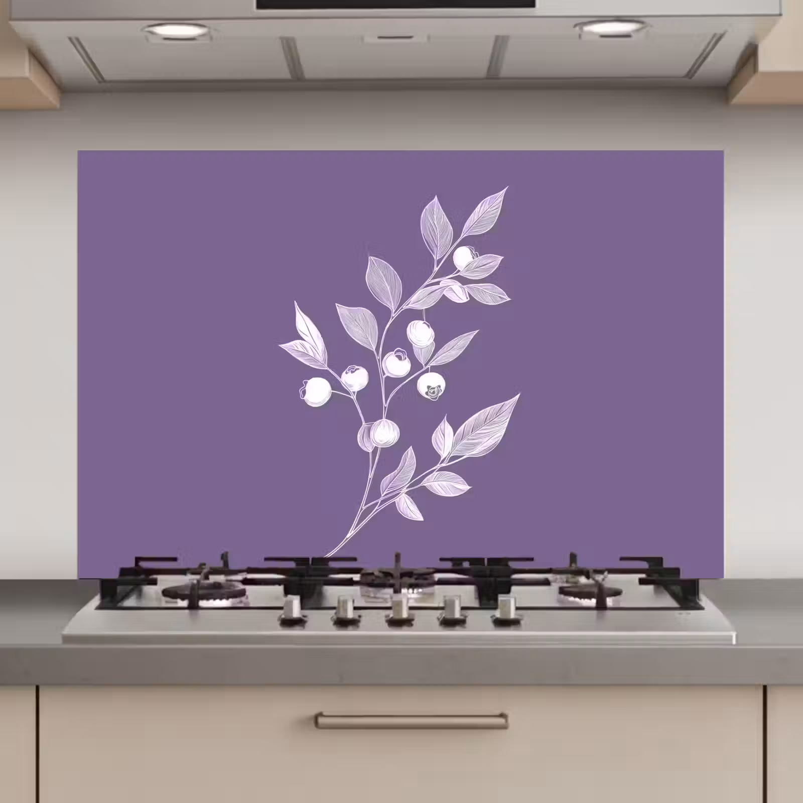 Spatscherm keuken - Tak - Sierlijk - Bladeren - Minimalistisch — 1