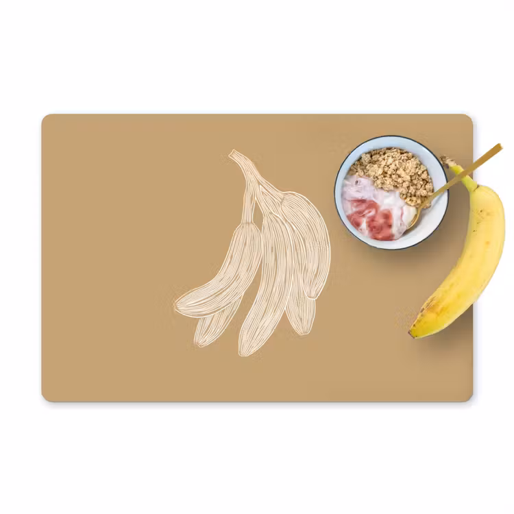 Placemat - 6 stuks - Bananen - Beige - Lijntekening - Minimalistisch — 1