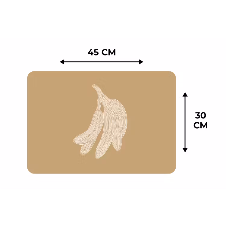 Placemat - 6 stuks - Bananen - Beige - Lijntekening - Minimalistisch — 3