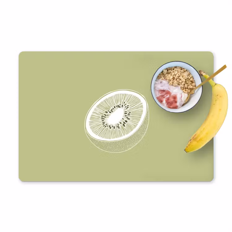 Placemat - 6 stuks - Kiwi - Lijntekening - Minimalistisch - Groen — 1