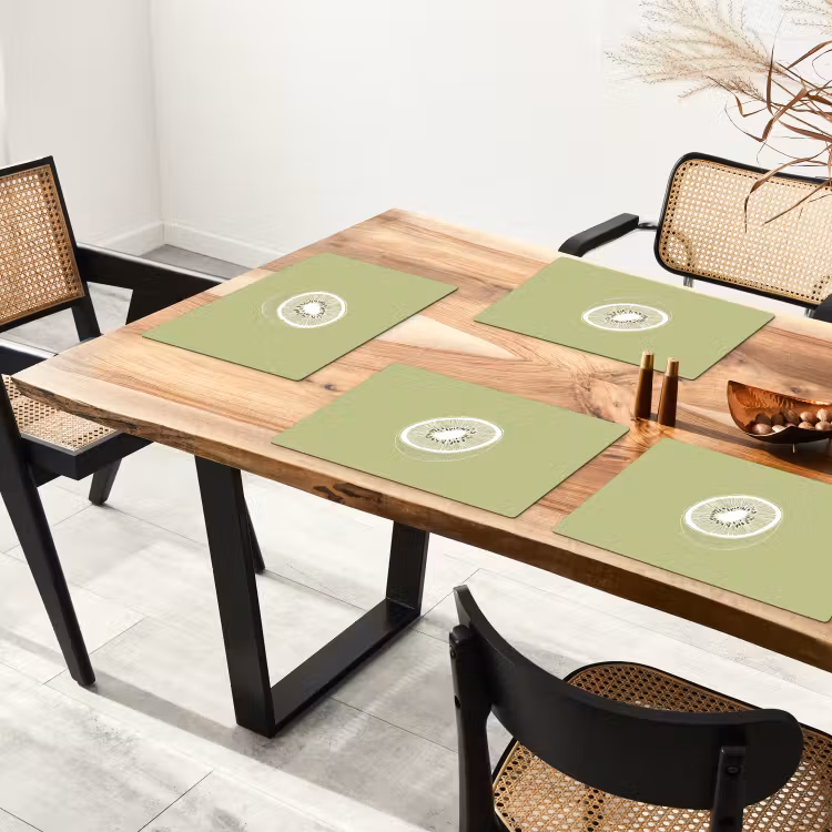 Placemat - 6 stuks - Kiwi - Lijntekening - Minimalistisch - Groen — 5
