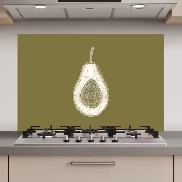 Spatscherm keuken - Avocado - Minimalistisch - Illustratie - Groen — 1
