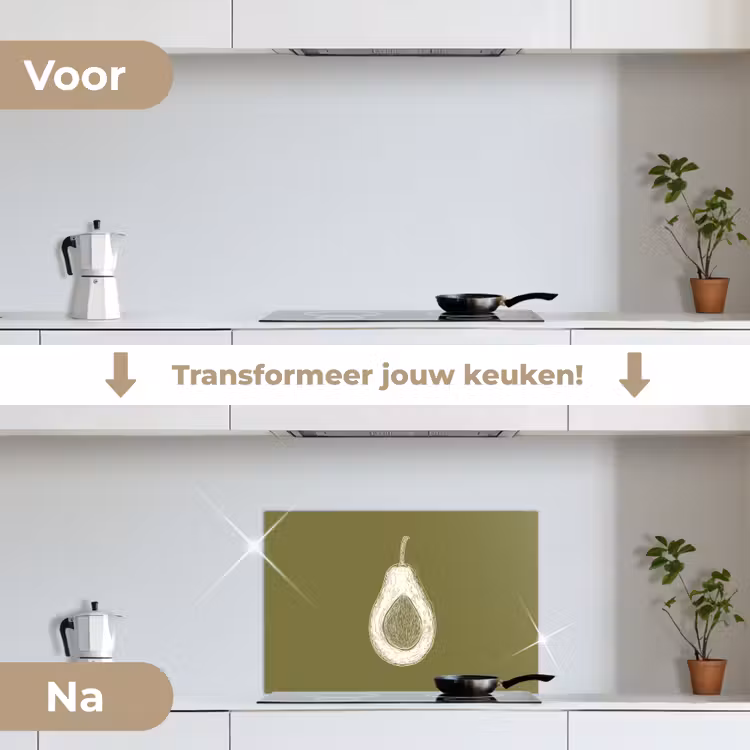 Spatscherm keuken - Avocado - Minimalistisch - Illustratie - Groen — 3
