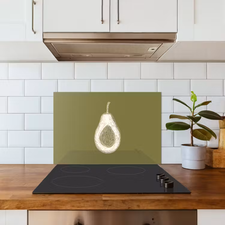 Spatscherm keuken - Avocado - Minimalistisch - Illustratie - Groen — 6