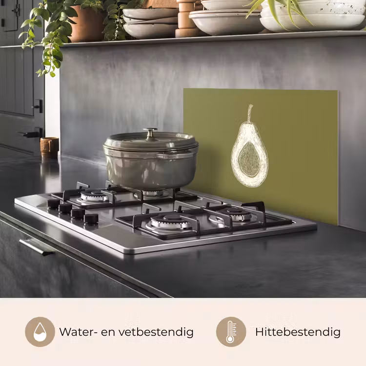 Spatscherm keuken - Avocado - Minimalistisch - Illustratie - Groen — 7