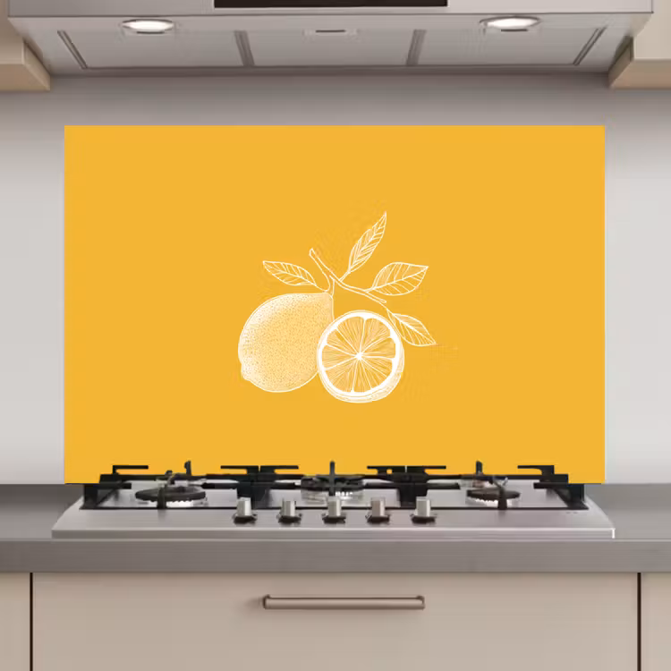 Spatscherm keuken - Citroenen - Illustratie - Minimalistisch - Geel — 1