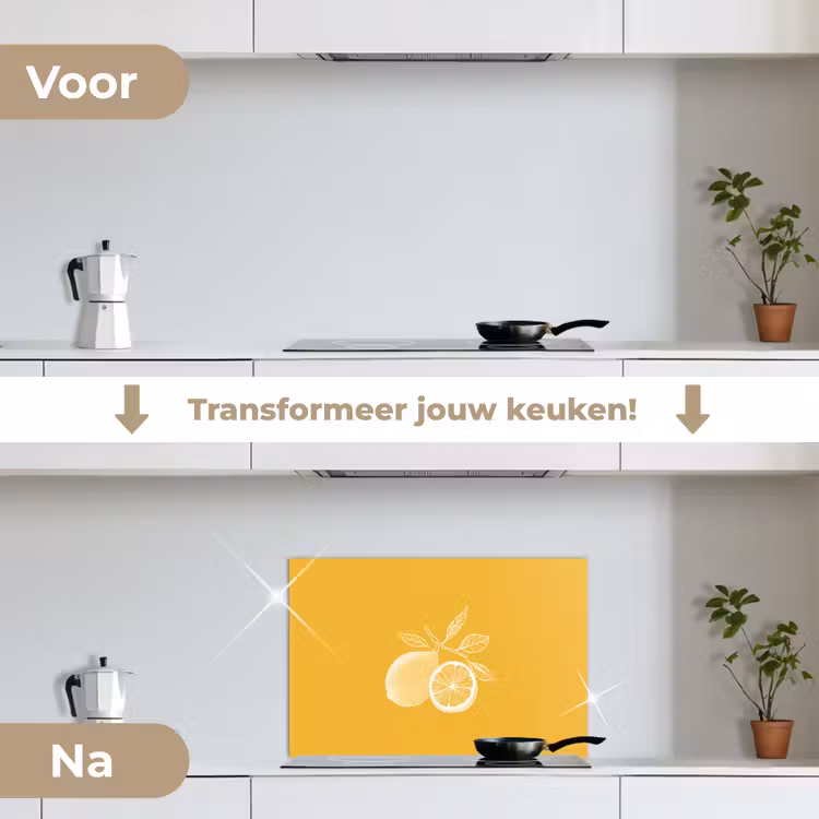 Spatscherm keuken - Citroenen - Illustratie - Minimalistisch - Geel — 3